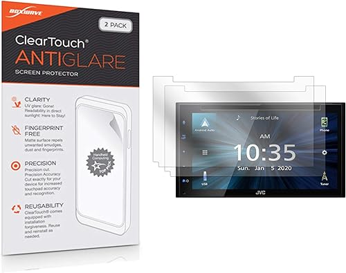 BoxWave Protector de pantalla compatible con JVC KW-V66BT (protector de pantalla ClearTouch antirreflejo, 2 unidades), antihuellas mate para JVC