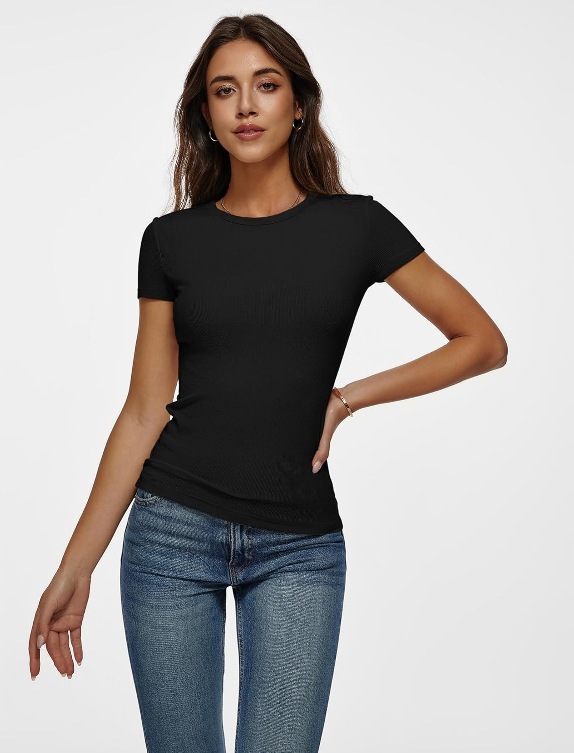 Short Sleeve Shirts for Women Crew Neck T Shirts Fitted Casual Basic Tees Summer Round Neck Causal Fashion Tops 2026 - Image 4