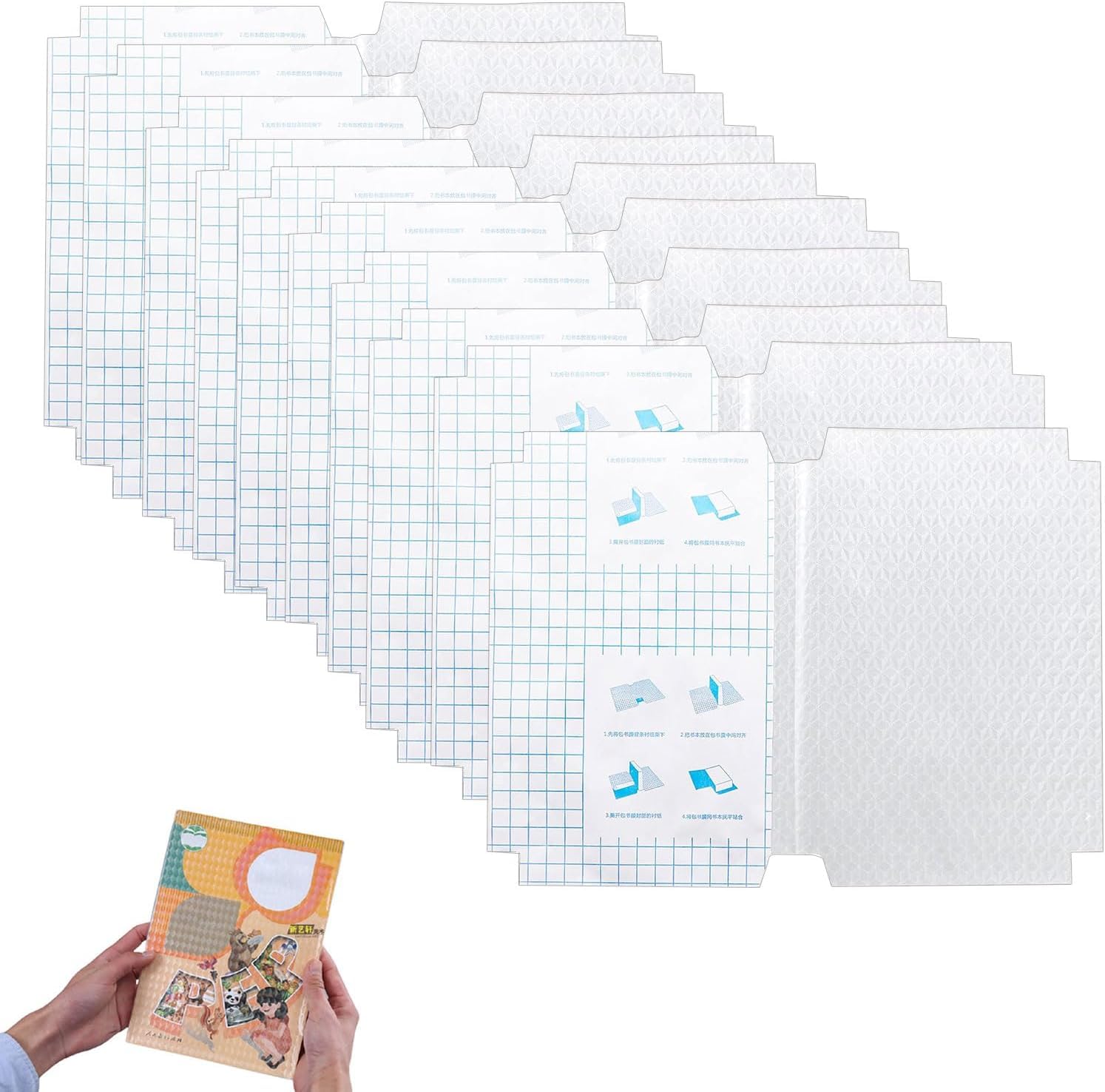 Buchumschlag A4 10 Stück Transparent, 21 x 30cm Bucheinschlagfolie Einstellbar Buchschoner, Verdickte Wiederverwendbare und verstellbare Buchumschläge aus Kunststoff für das Home Office der Schule