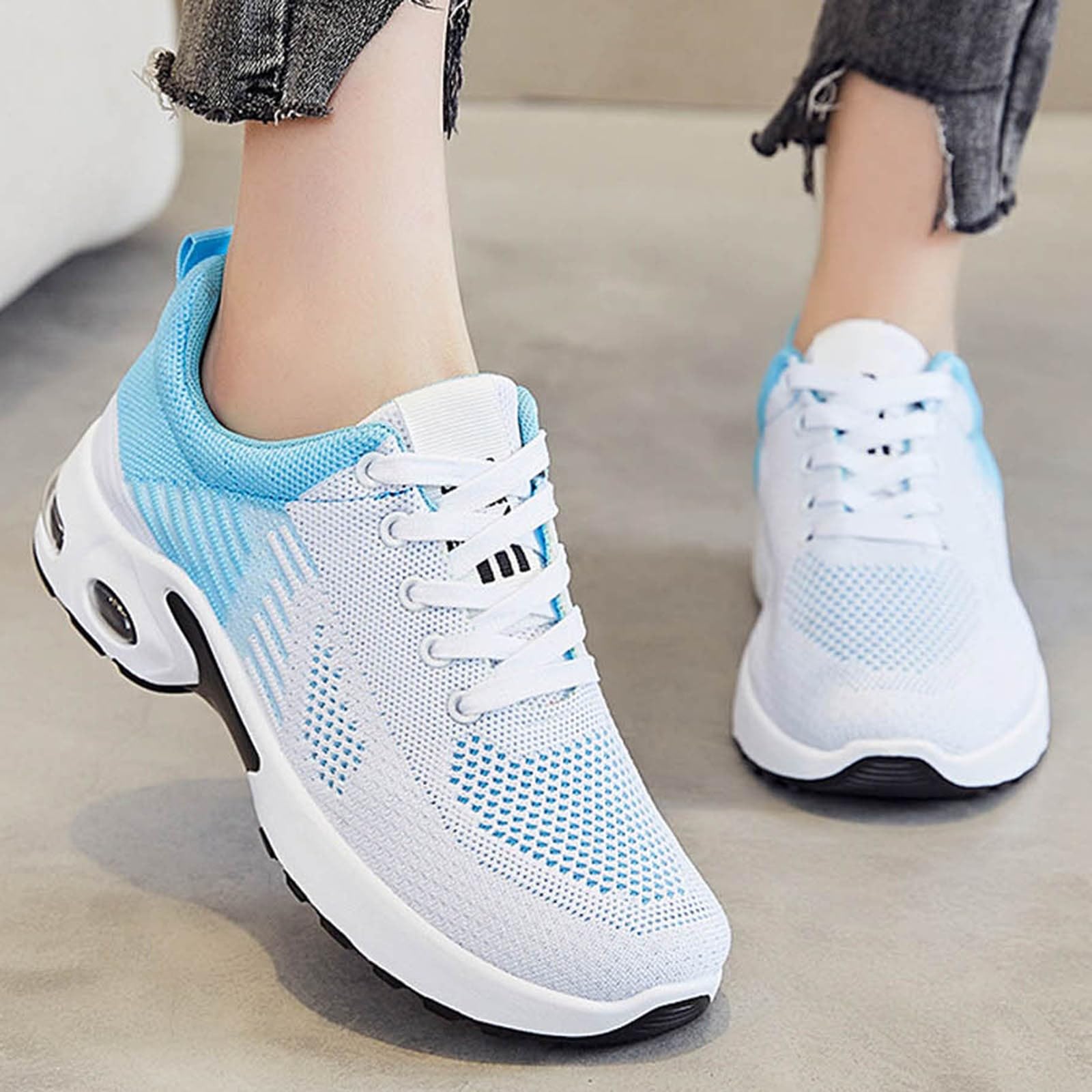 Laufschuhe Damen Sportschuhe Luftpolster Atmungsaktiv Turnschuhe rutschfeste Leichtgewichts Straßenlaufschuhe Sneaker Joggingschuhe Fitness Schuhe Walkingschuhe