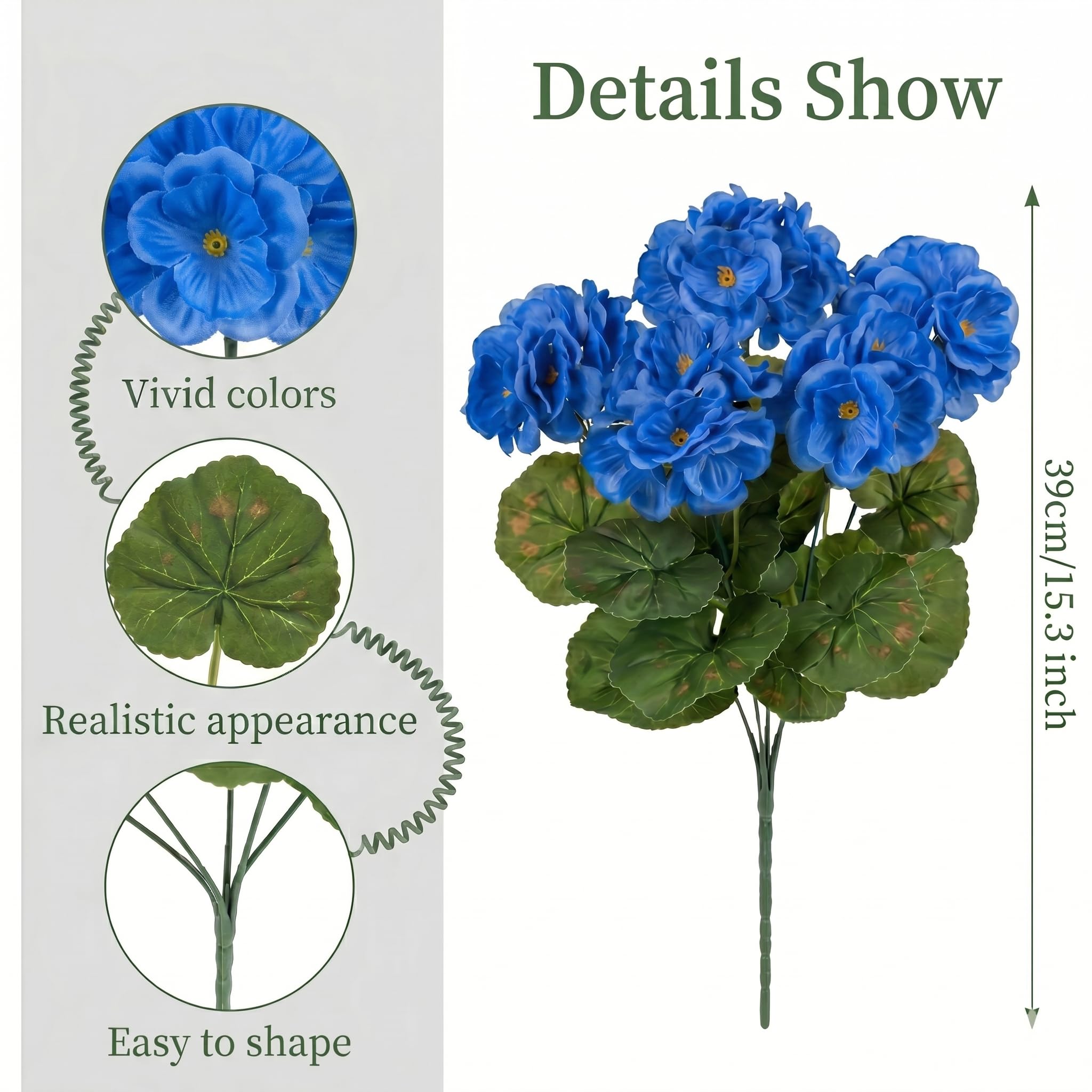 24Pcs artficial Fiori per Esterno Blu