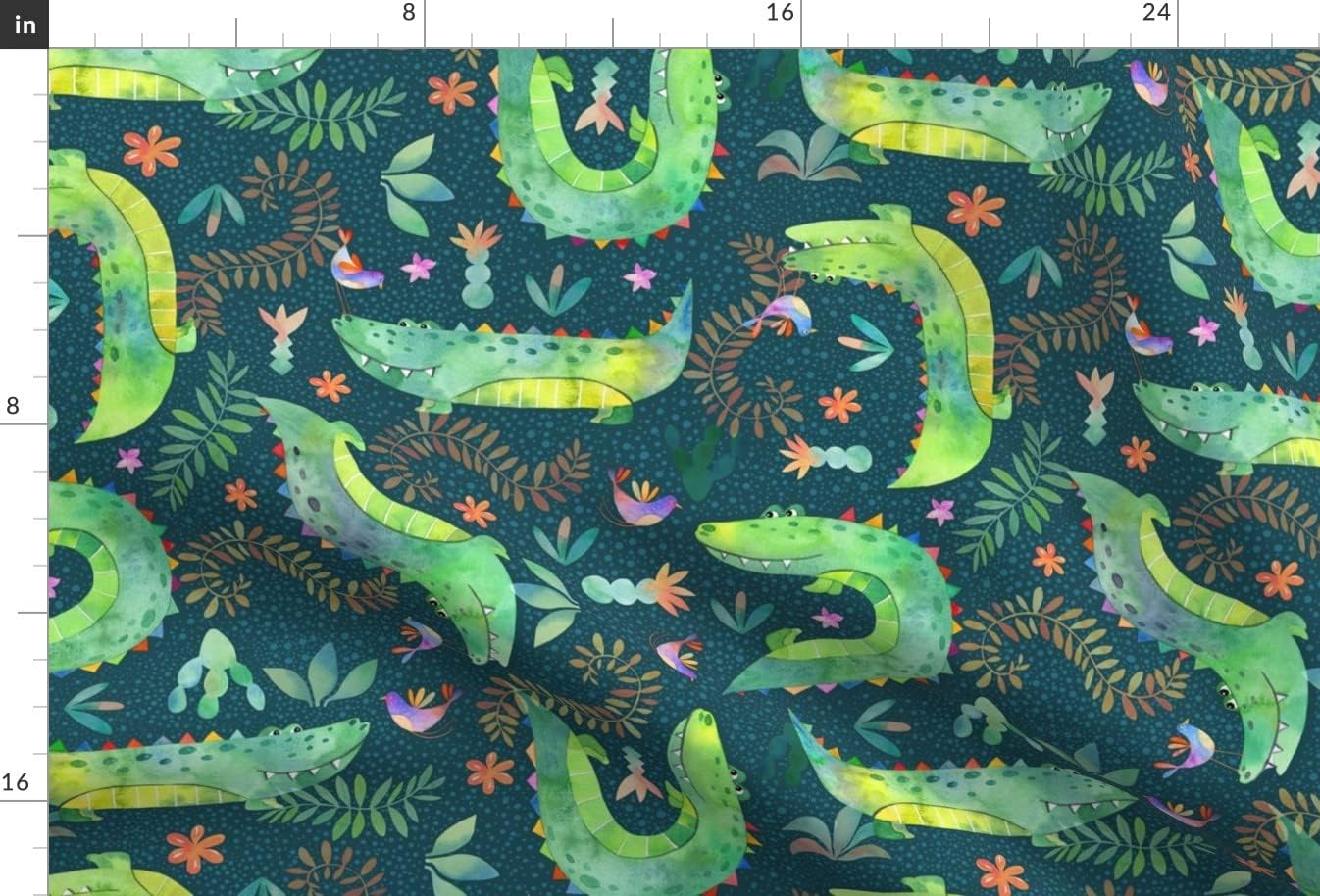 Spoonflower Fabric - Crocodile Alligator Tropical Green Animal Wild Jungle Printed on Minky Fabric by The Yard - Sewing Baby Blankets Quilt Backing Plush