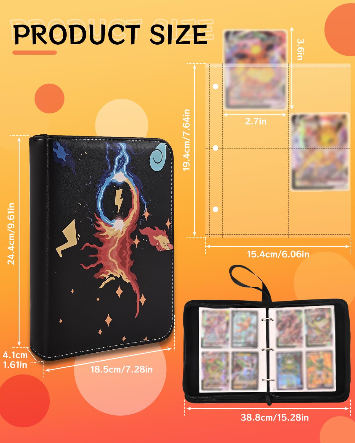 Card Binder for Card 4-Pocket Trading Card Albums with 50 Removable Sleeve Cards Holder Collection Binders - Image 2