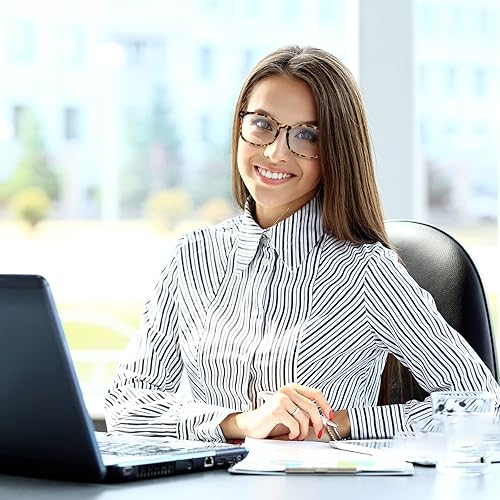 Miniatura 7 de Sumkyle Paquete de 3 lentes de lectura multifocales progresivos para mujeres y hombres, con bloqueo de luz azul, lentes de computadora con bisagra