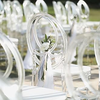 Efavormart Stackable Clear Acrylic Phoenix Chiavari Ghost Chair, Transparent Resin Armless Oval Back Chair