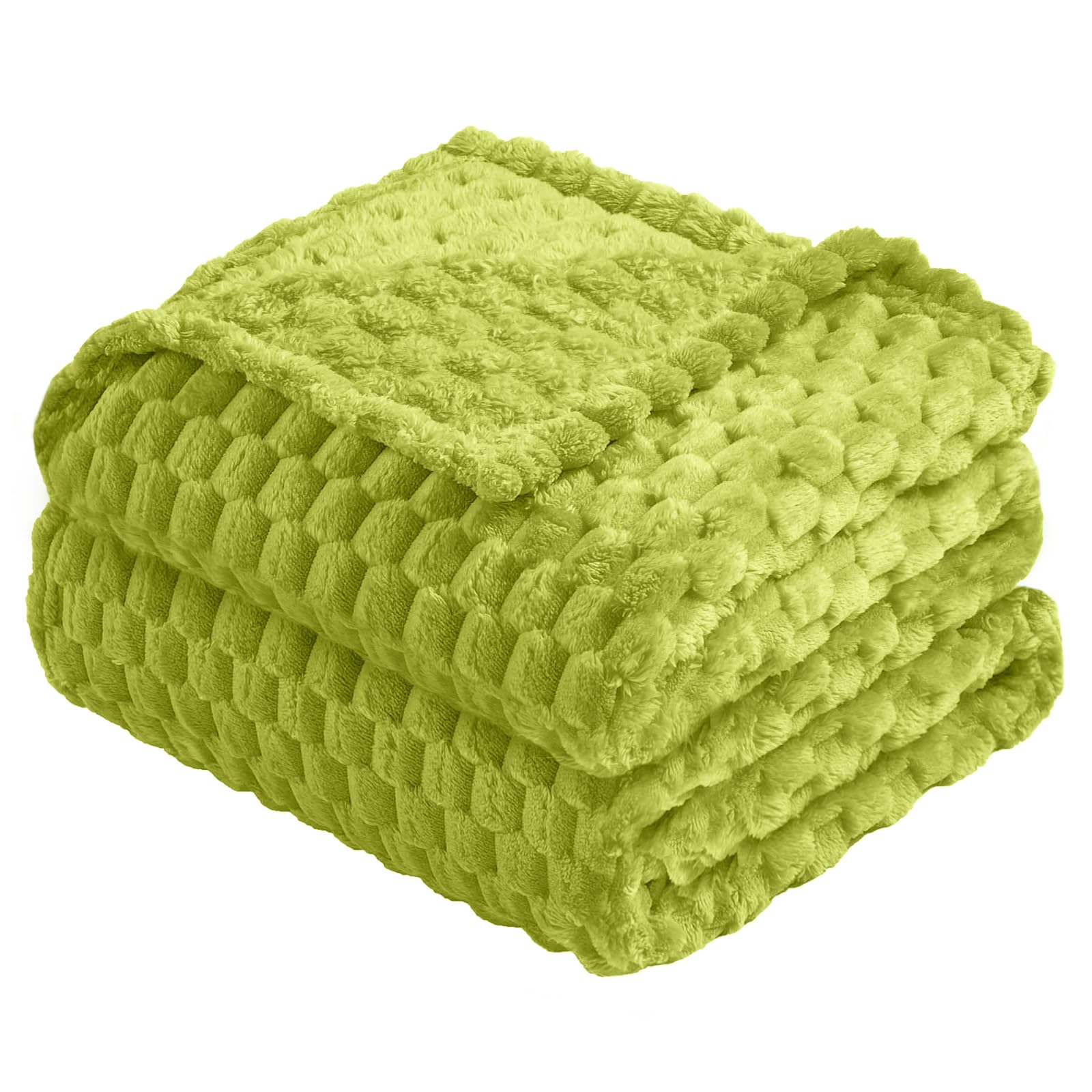 Vessia Flannel Fleece Twin Size Blanket(60x80 inch), 3D Jacquard Green Fuzzy and Warm Blanket for Couch,Sofa,Bed,Chair, 300GSM Super Soft Touch Cozy Lightweight Bed Home Decor for All-Season