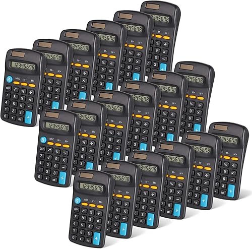 Jspupifip Calculadora de escritorio básica solar de 18 piezas, calculadora LCD negra de 12 dígitos, calculadora de mano de pantalla grande con