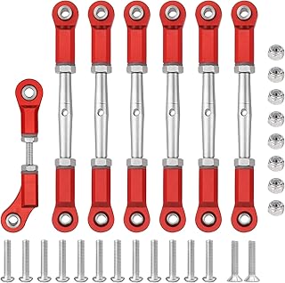 CAMP RACING Stainless Steel Turnbuckles/Camber Link with Rod Ends Sets for 1/10 Rally/Rustler 4WD / Slash 4WD LCG RC Truck (Red)