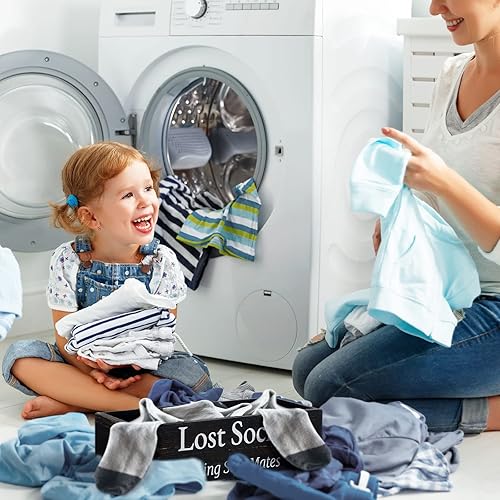 Miniatura 7 de Cesta de calcetines perdidos de madera para decoración de cuarto de servicio, decoración rústica de granja, divertidos calcetines perdidos, letrero