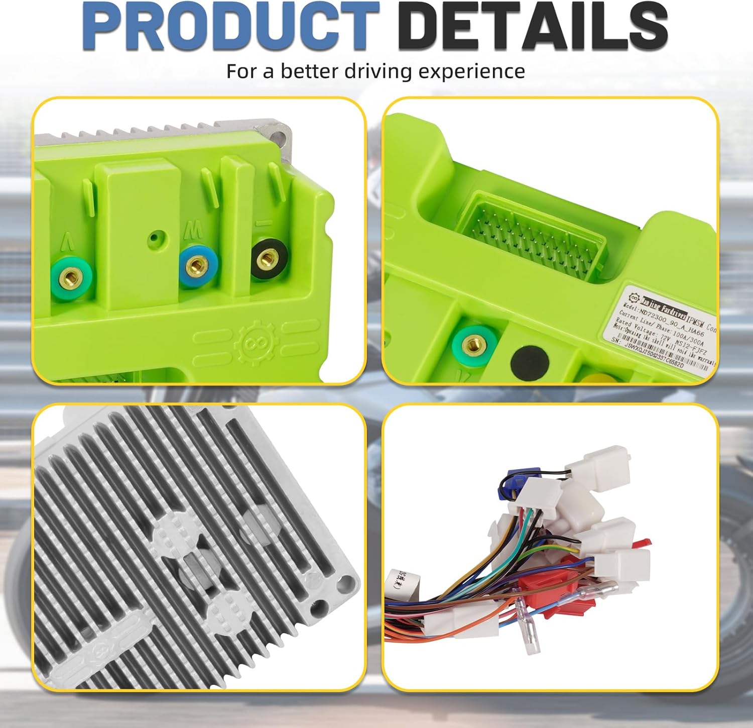 72V ND72300 Fardriver Controller BLDC, 300A Programmable High Power Brushless DC Motor Sine Wave Controller Fit for Electric Motorcycle Motor E-Bike Scooter Motor