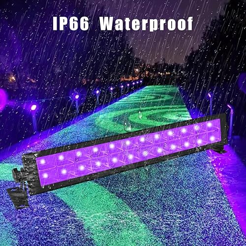 Miniatura 2 de Giguelove Paquete de 2 barras de luz negra de 48 W impermeables IP66, luces LED negras, luces negras de inundación para fiesta que brilla en la