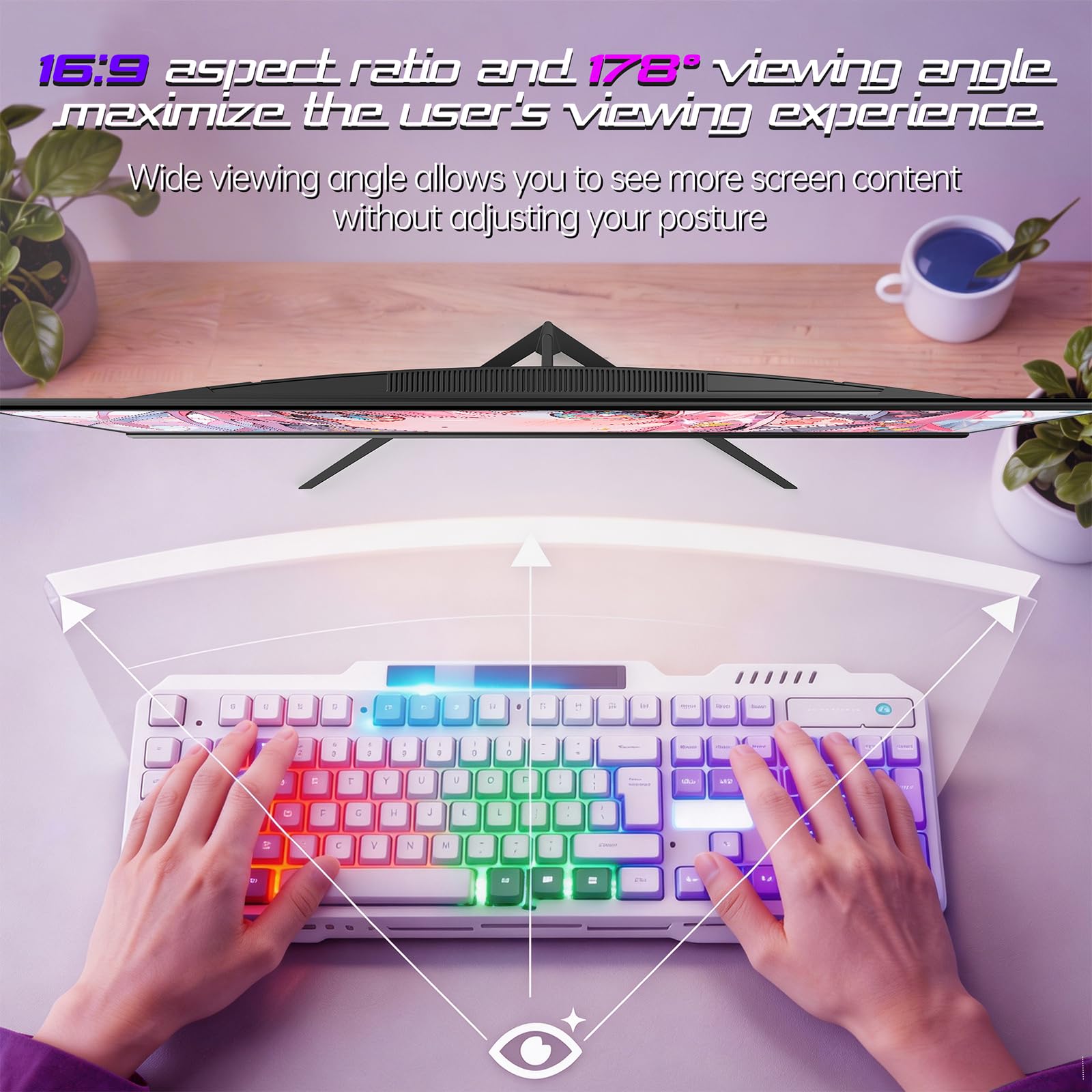 Monitor gaming 32" 4K UHD (3840 x 2160p), 60Hz, pannello IPS 100% sRGB, 1ms GTG, compatibile FreeSync. Immersione totale grazie alla sua alta risoluzione e oltre 1,07 miliardi di colori.