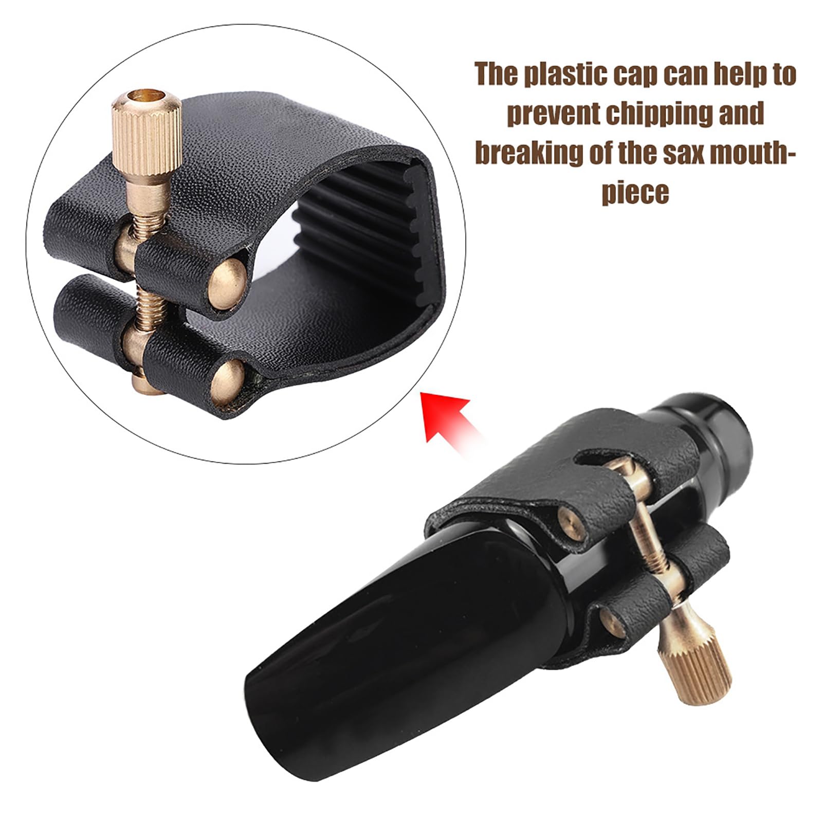 Legatura In Pelle Per Bocchino Sassofono Tenore - Serraggio Rapido Con Vite Regolabile - Foto 9