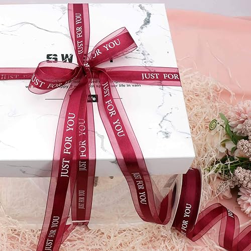 Miniatura 6 de Cinta de San Valentín de gasa color rojo vino de 1 pulgada, cinta para envolver regalos, fiestas de vacaciones, decoraciones de boda, cinta de