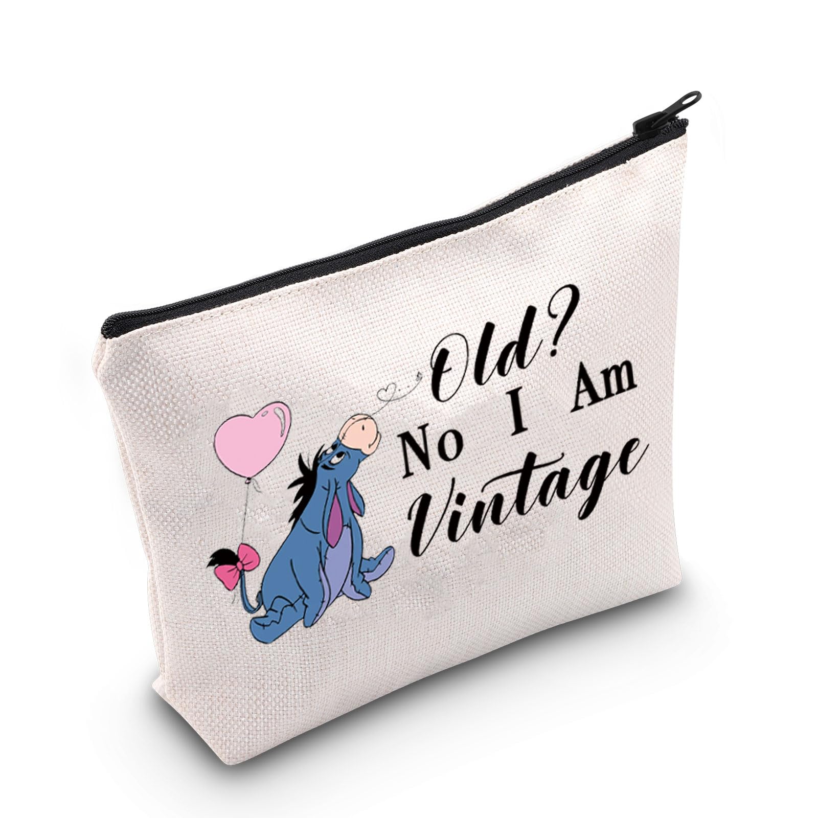 Cartoon Donkey Quote Gift Old? No I Am Vintage Cosmetic Bag For Donkey Lovers (Old? No Bag)