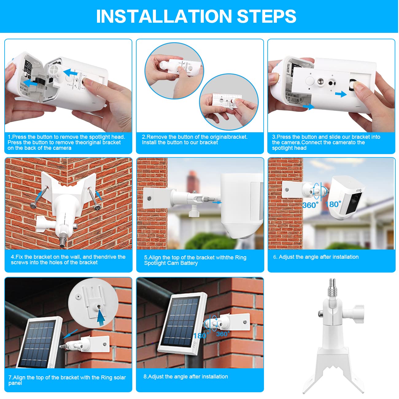 No Drill Ring Indoor Cam Adhesive Wall Mount Bracket, Strong Durable Adhesive - View #8