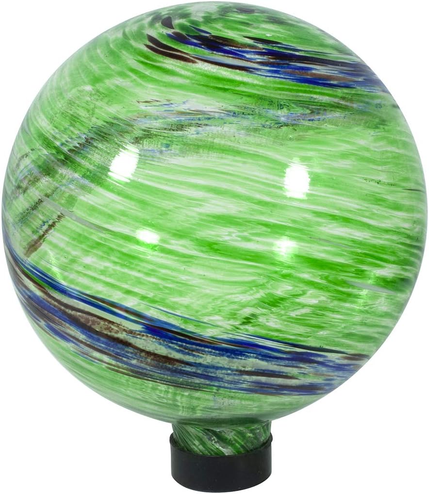 Echo Valley 8141 10-Inch Glow-in-the-Dark Illuminarie Glass Gazing Globe, Green Swirl