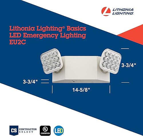 Miniatura 4 de Lithonia Lighting EU2C CP4 Unidad de iluminación de emergencia LED de dos cabezas, certificado California, paquete de 4 contratistas, color blanco