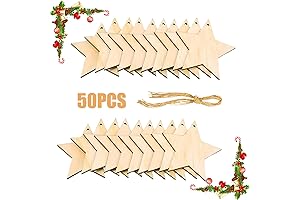 50 Pack Pentagram Wood Chip Cutouts for Personalized Christmas Ornaments
