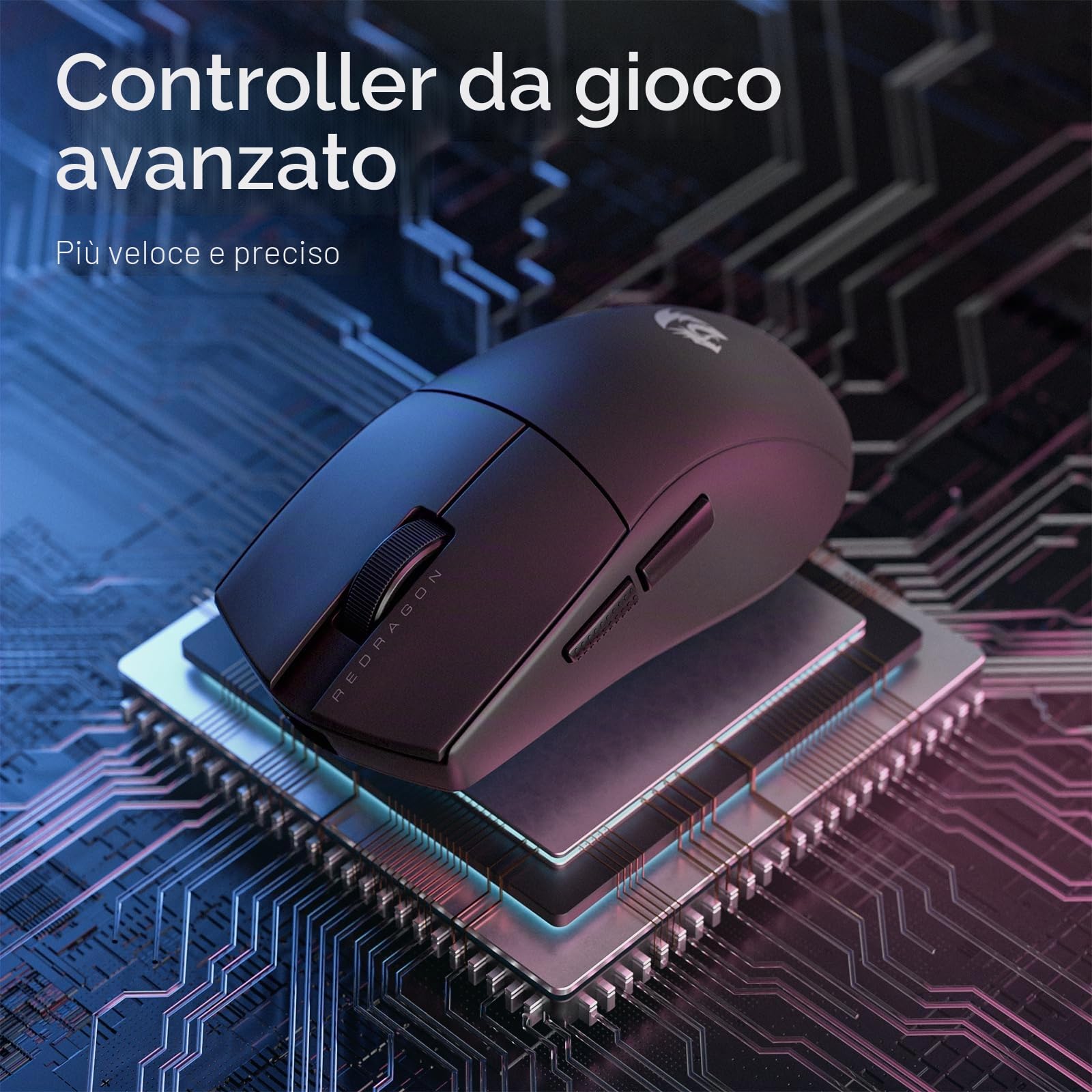 Redragon M916 Mouse Gaming Senza Fili 49g 8K 24K DPI Ergonomico