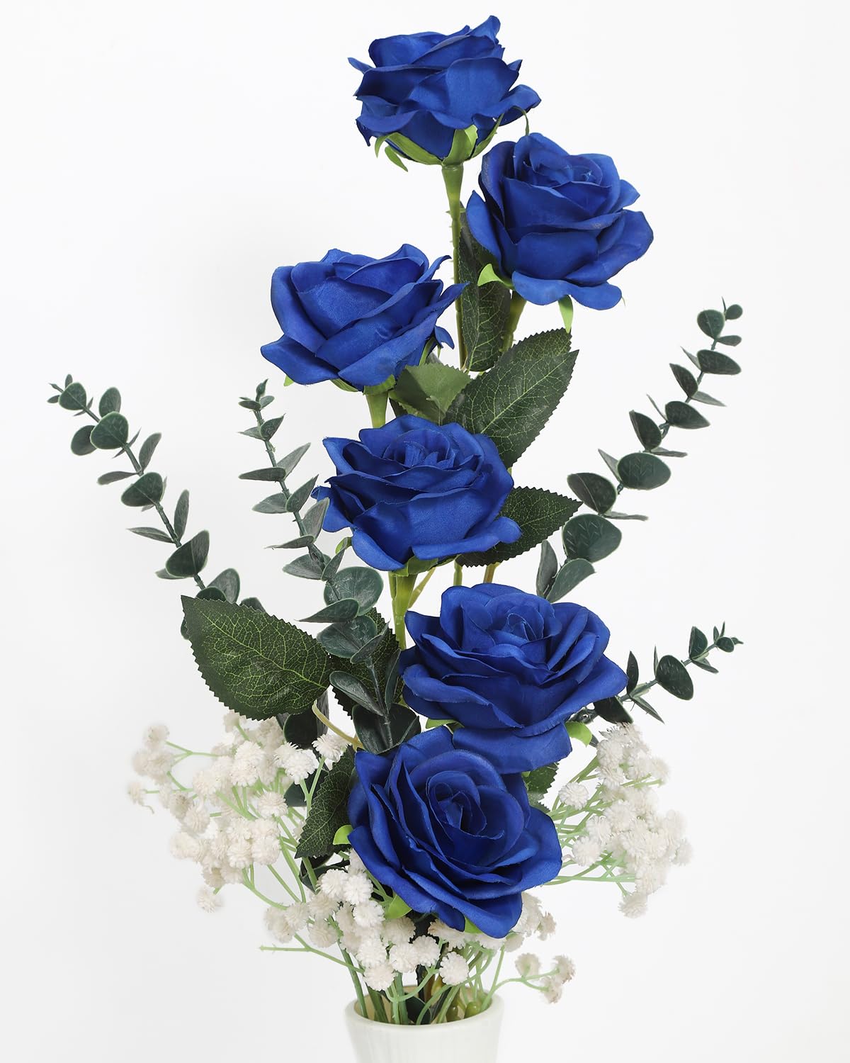 30 rose finte in seta artificiale, fiori lunghi steli, bouquet per