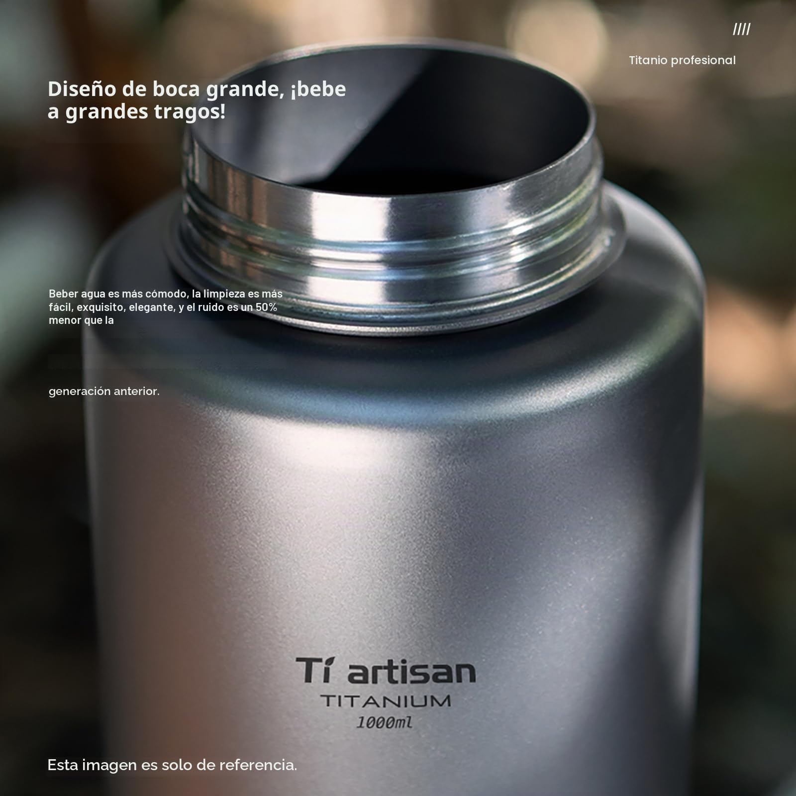 Ti artisan Botella deportiva de titanio de 700 ml, ultraligera, de boca ancha, duradera, a prueba de fugas, para acampar al aire libre, senderismo (23.67 onzas líquidas)