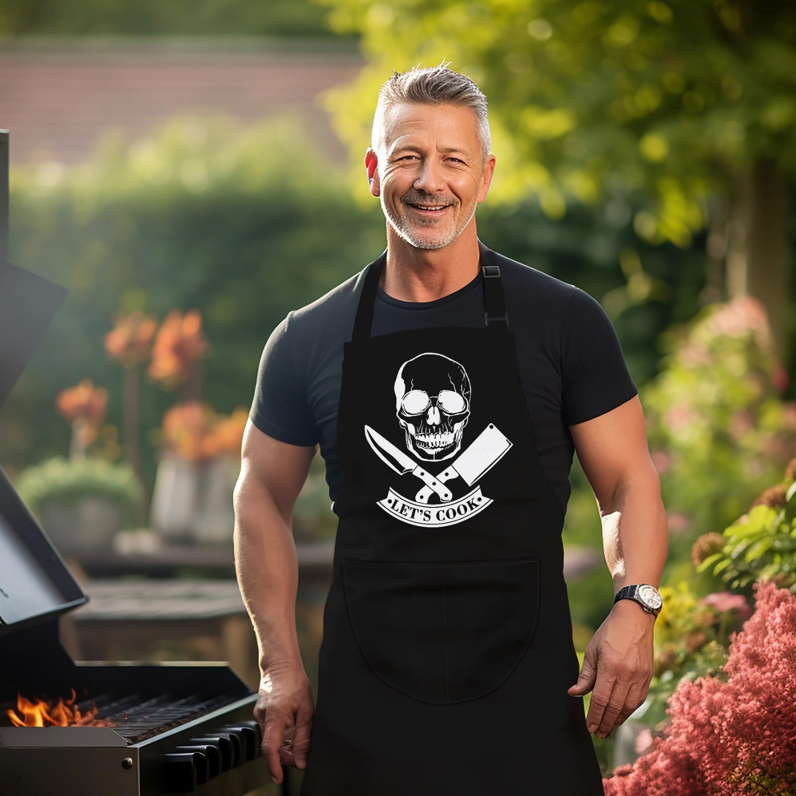 LINEN CLOSET® Funny Bbq Aprons for Men Rude Kitchen Chef Aprons Christmas Bbq Grilling Gifts for Dad Son Father Husband with 2 Pockets - Image 3