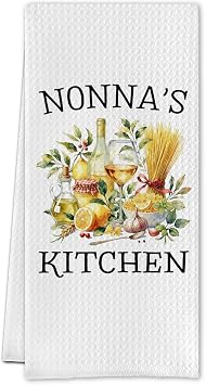Nonnas Grandma Kitchen Towels, Italian Grandma Gifts from Grandkids Dish Tea Towels, Nonna Grandmother Gifts for Birthday Christmas Decorative Hand Towel for Kitchen, 16x24 Inch