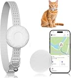 GPS Tracker for Cats, Cat Tracker Compatible with Apple Find My App (Only iOS), No Monthly Fee, Waterproof (White Tracker, White Cat Collar)