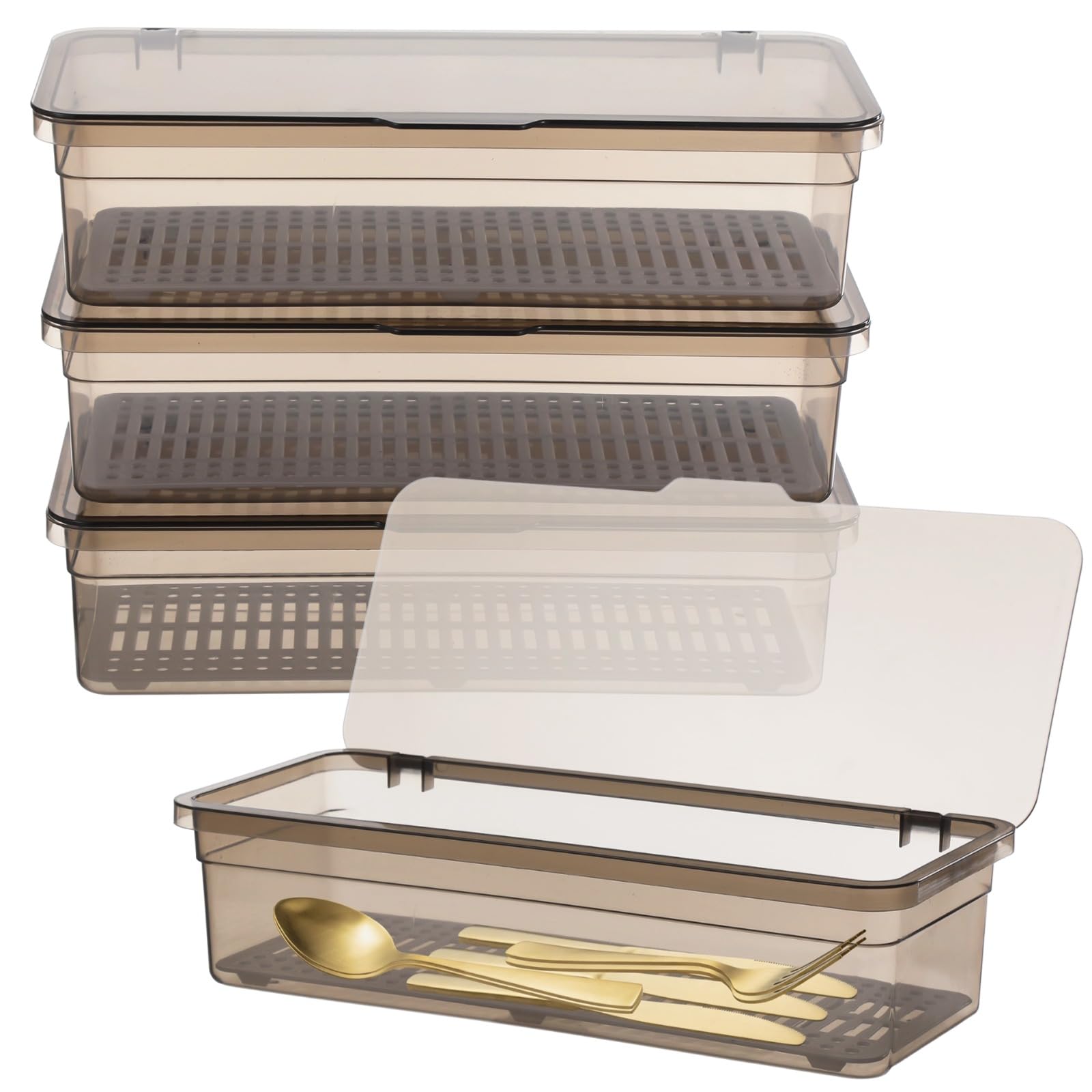 Rangement couverts pour tiroir de cuisine avec couvercles amovibles