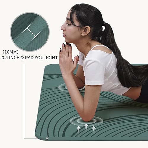 Miniatura 3 de Tapete de yoga grande de 72 x 36 x 0.4 pies, ancho extra y grueso, cómodo, antideslizante, ideal para todo el suelo, para estirar, estudio de yoga,