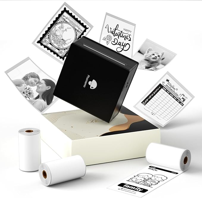 Phomemo M02 サーマルプリンター ミニプリンター スマホ対応 3ロールシール付き セット