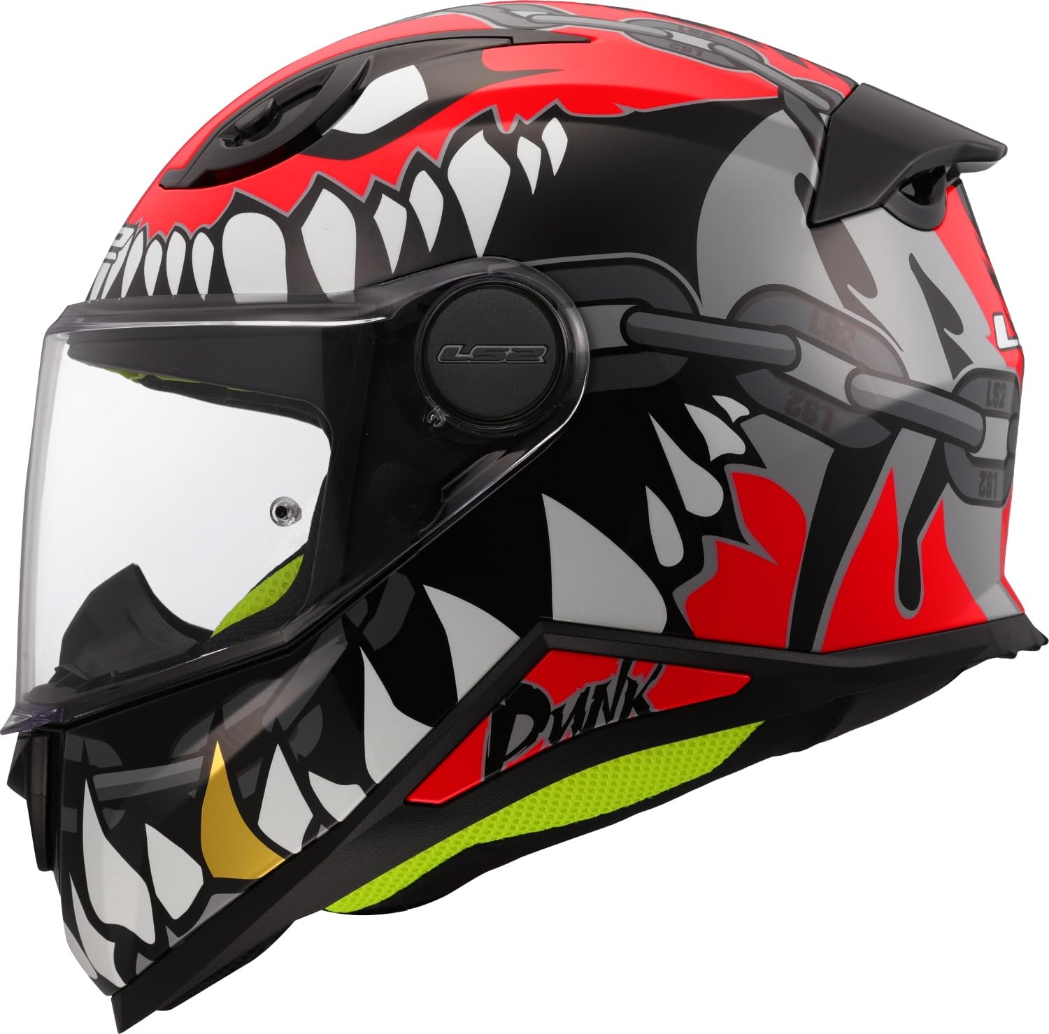 LS2, Casco Moto Integral Niños KID PUNK Gloss Grey Red, M