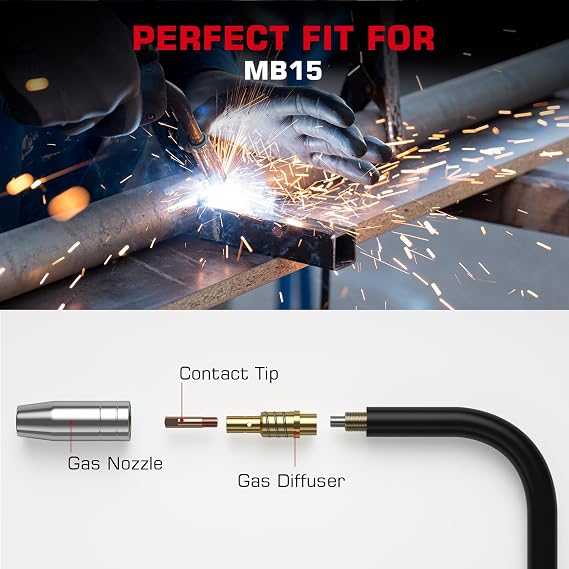 ARCCAPTAIN MB15 15AK MIG Welding Gun Kit .030 Contact Tip Nozzle Diffuser | for MB15 MIG Torch & ARCCAPTAIN MIG200 MIG130 MIG160 MIG135 MIG165 MIG145PRO