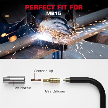 ARCCAPTAIN MB15 15AK MIG Welding Gun Kit .030 Contact Tip Nozzle Diffuser | for MB15 MIG Torch & ARCCAPTAIN MIG200 MIG130 MIG160 MIG135 MIG165 MIG145PRO