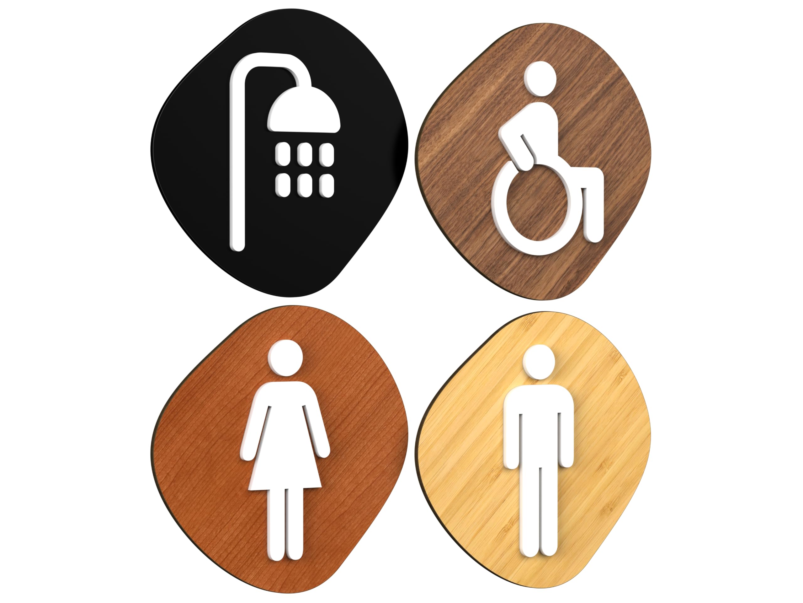 Plaque signalétique Toilette Homme Femme Handicapé Douche - Pancarte Toilette pour Porte Autocollant Pierre