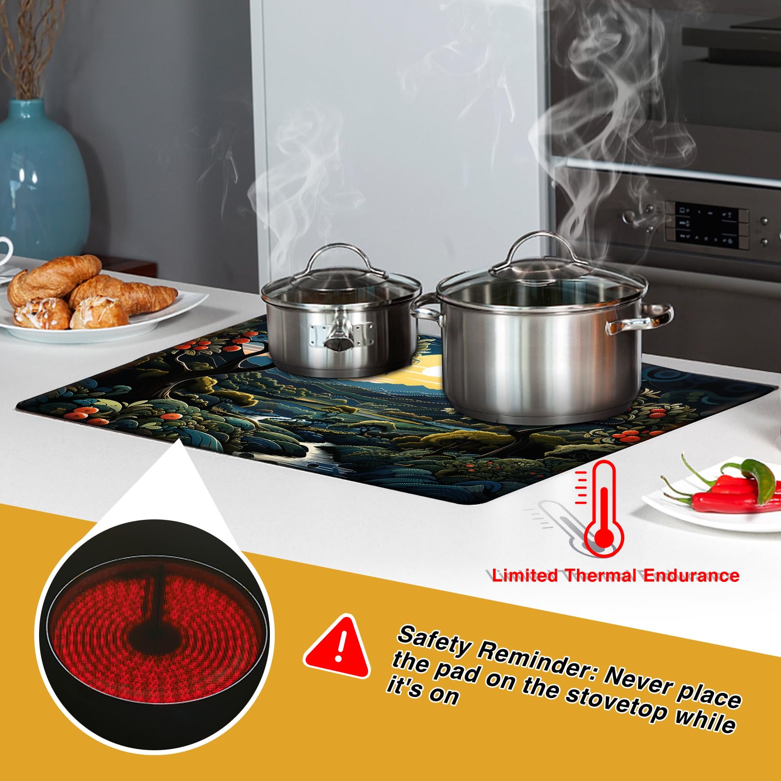 Tappetino Protettivo Per Piano Induzione - Silicone Alimentare 62x53cm - Resistente Al Calore Fino A 250&deg;C