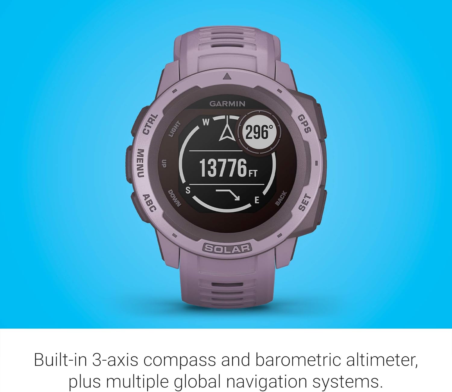 Best Cyber Monday 🔥 Garmin Instinct Solar, Rugged Outdoor Smartwatch with Solar Charging Capabilities, Built-in Sports Apps and Health Monitoring, Orchid Purple