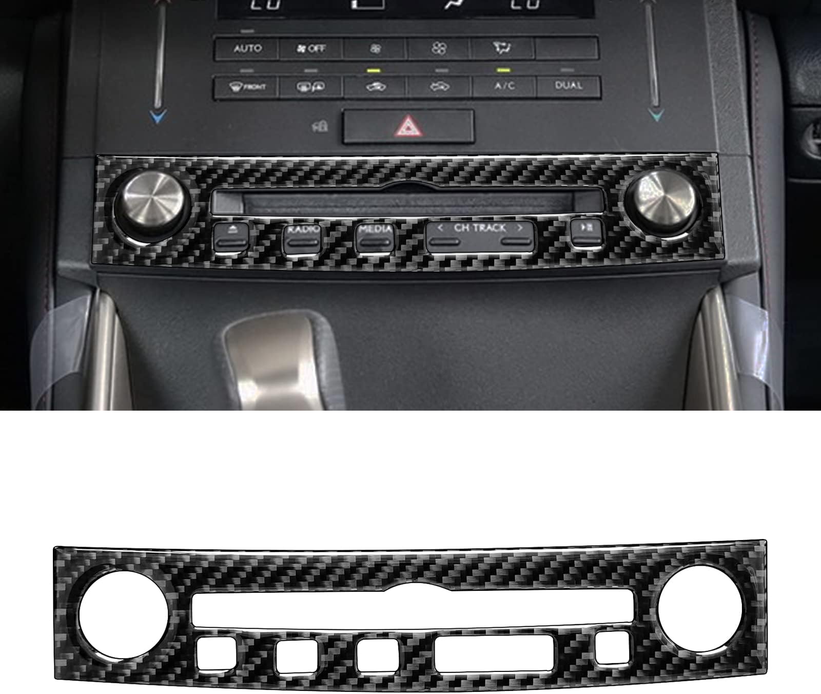 YAMUDACompatible with Audio Control Panel Cover Sticker Carbon Fiber Interior Accessories for Lexus is 2013 2014 2015 2016 2017 2018 2019 （1PCS Black ）