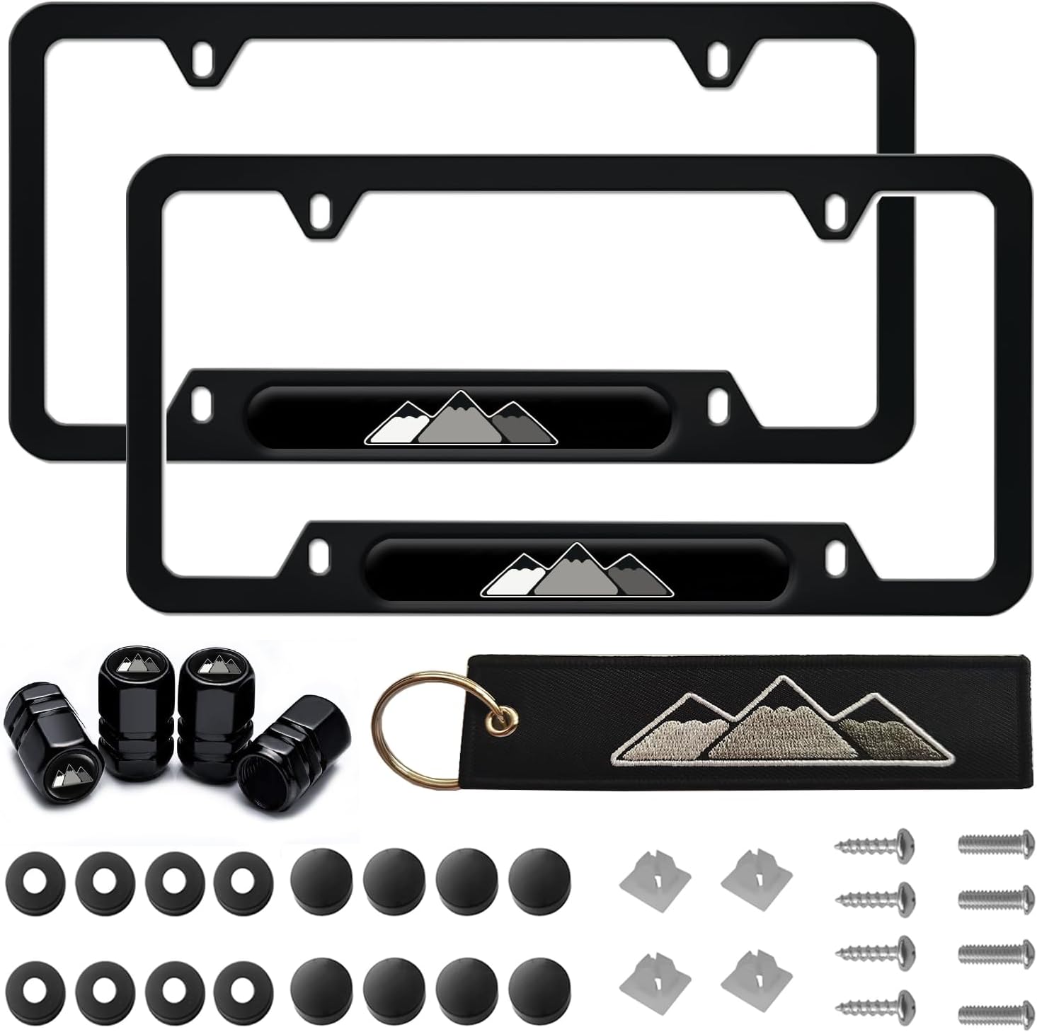 Tri-Color 3 Color Aluminum License Plate Frame Cover Holder Compatible with Toyota Vehicle Truck Trailer SUV. (White Gray-01)