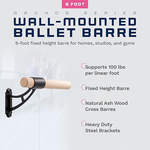 Miniatura 8 de VITA Barre - Barra de ballet individual para montar en la pared, Archos, madera, altura fija, fabricada en Estados Unidos, equipo de ejercicio para