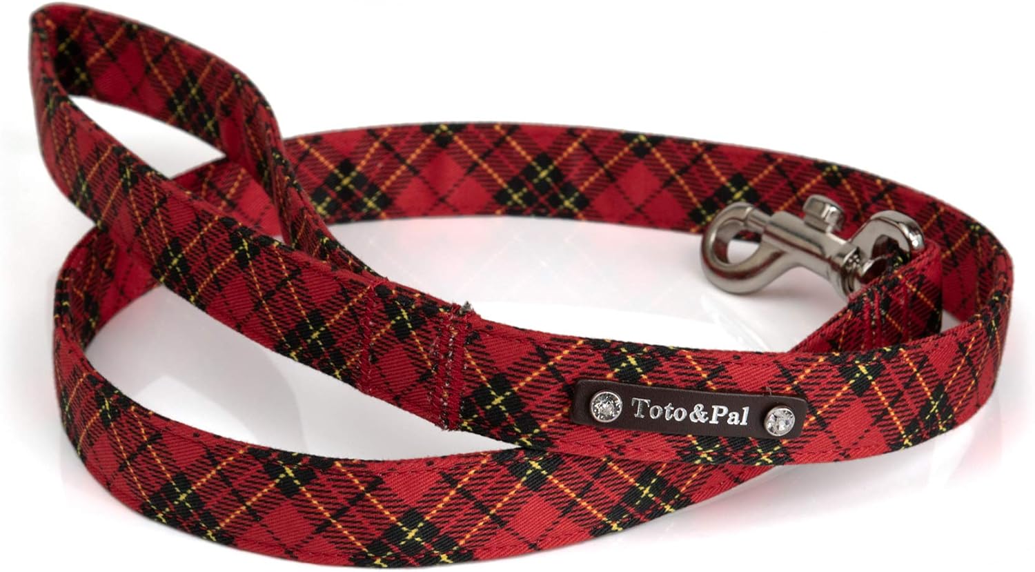Toto&Pal Royal Tartan Check Lead (with Swarovski) Red, 1.0 inches (25 mm)