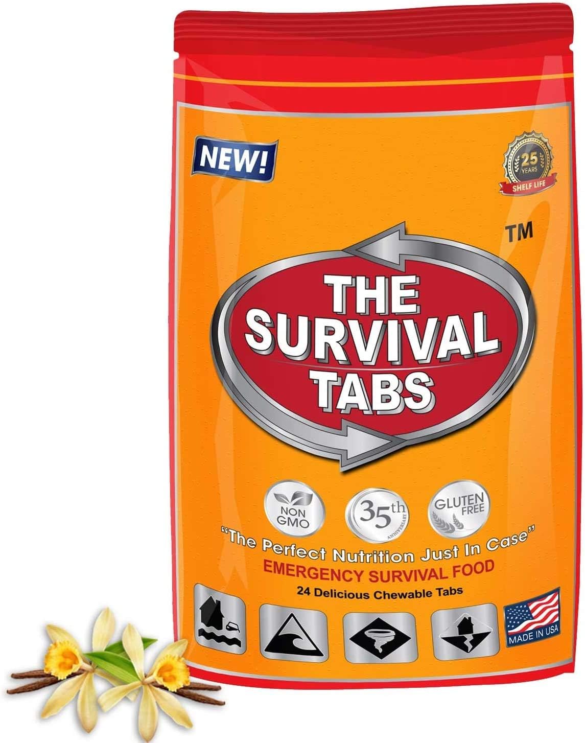 Food For Preparing Shtf 2-Day Supply 24 Tabs Ration Travel Camping Boating Biking Hunting Outdoor Gluten Free And Non-Gmo 25 Years Shelf Life Long Term Storage - Vanilla Malt Flavor