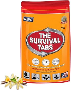 Survival Tabs Emergency Food Supply 2-Day Vanilla Malt Tabs, All-Season