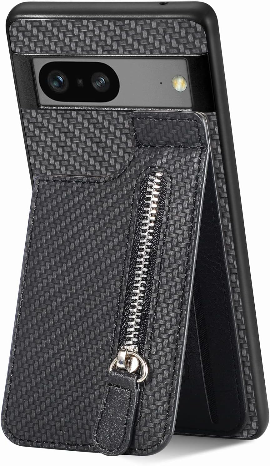 LEMAXELERS Zipper Wallet Case with Card Holder for Google Pixel 8A, PU Leather Folding Magnetic Kickstand Closure Purse Flip Phone Cover for Google Pixel 8A Black SDL