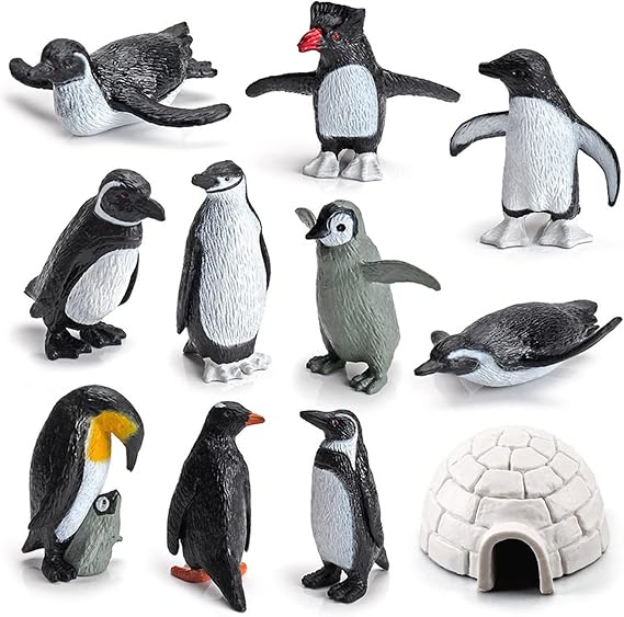 Set De 11 Pingüinos Decorativos LYSHOOCE - Figuras Realistas Para Juego O Decoración