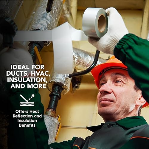 Miniatura 4 de EconoHome Cinta de papel de aluminio de alta calidad, 3 pulgadas x 33 yardas (3.6 mil), barrera adhesiva para sellar HVAC, conductos de aire