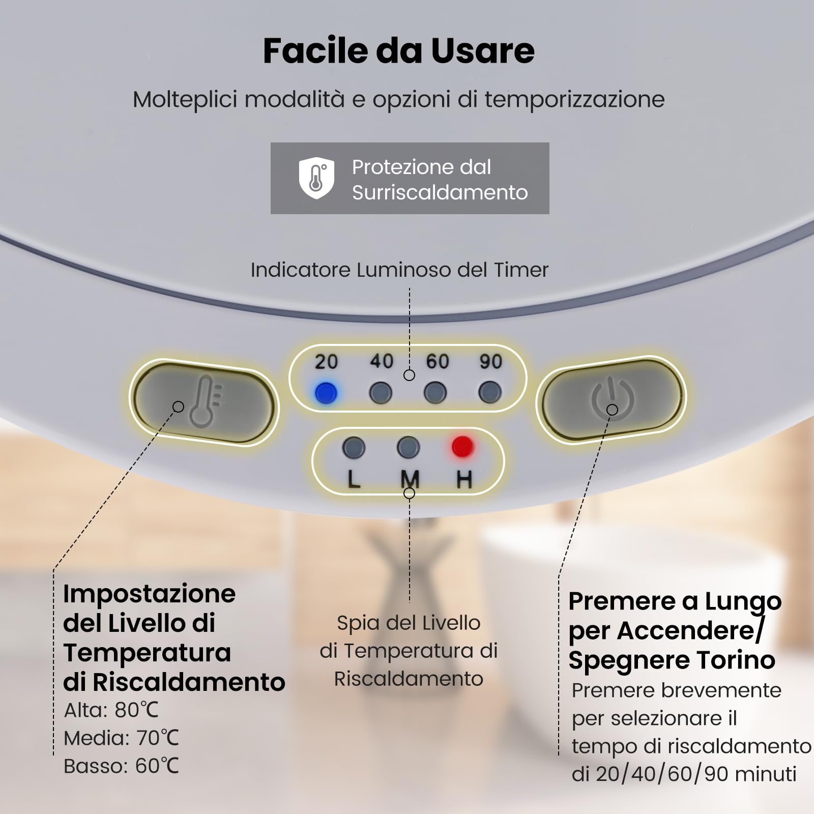 COSTWAY 23L Secchio Riscaldatore di Asciugamani, Secchiello con Portadischi Profumato, 3 Livelli di Riscaldamento, Timer e Spegnimento Automatico (Bianco)