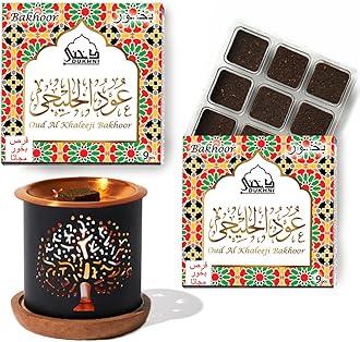 Oud Al Khaleeji Bakhoor Set by Dukhni | 2 x 9 Piece each & Tree Bakhoor Burner | Arabic Bakhoor Incense | Deep Oud Blend | Perfect for Prayers