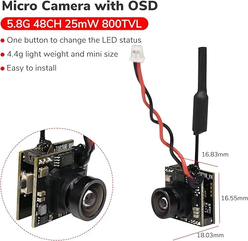 Miniatura 3 de Radiolink 5.8G 48CH Cámara inalámbrica de transmisión de imagen OSD para pantalla RC8X FPV, 800TVL 200mW FPV cámara para Radiolink F121 Mini Racing